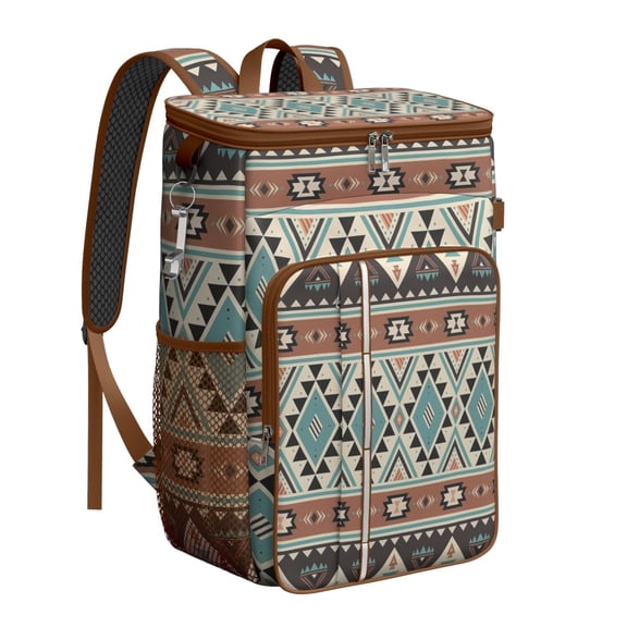 Aesthetic Earthy Cooler Backpack - 20L Insulated Leakproof Bag, Bohemian Design for Beach