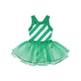 thumbnail image 5 of inhzoy Kids Girls Christmas Dance Dress Sequins Striped Ballet Figure Skating Tutu Dress Green 6, 5 of 9