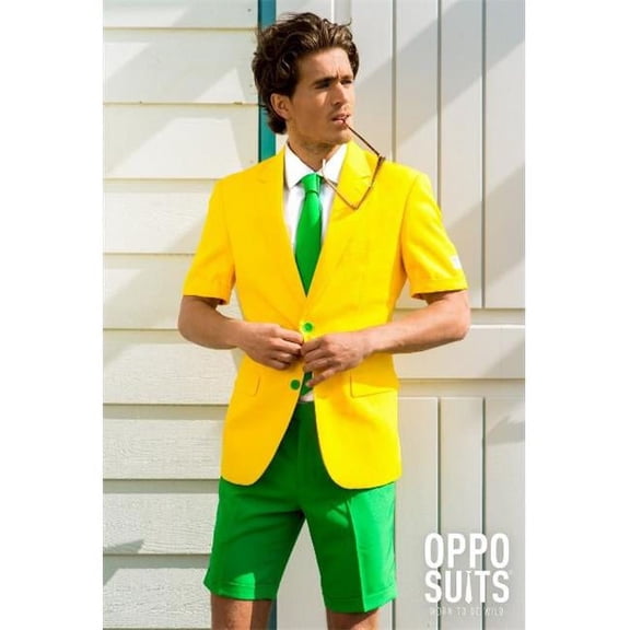 Opposuits OSUM-0009-EU56 Summer Green & Gold 3 Piece Novelty Occasion Suits for Men, US Size 46