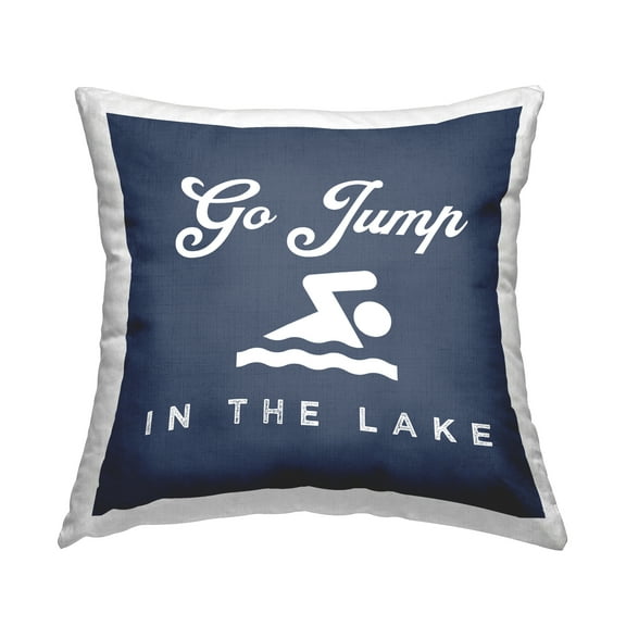 Stupell Industries Go Jump in the Lake Swimmer Coastal Blue,18 x 7 x 18 Decorative Pillows