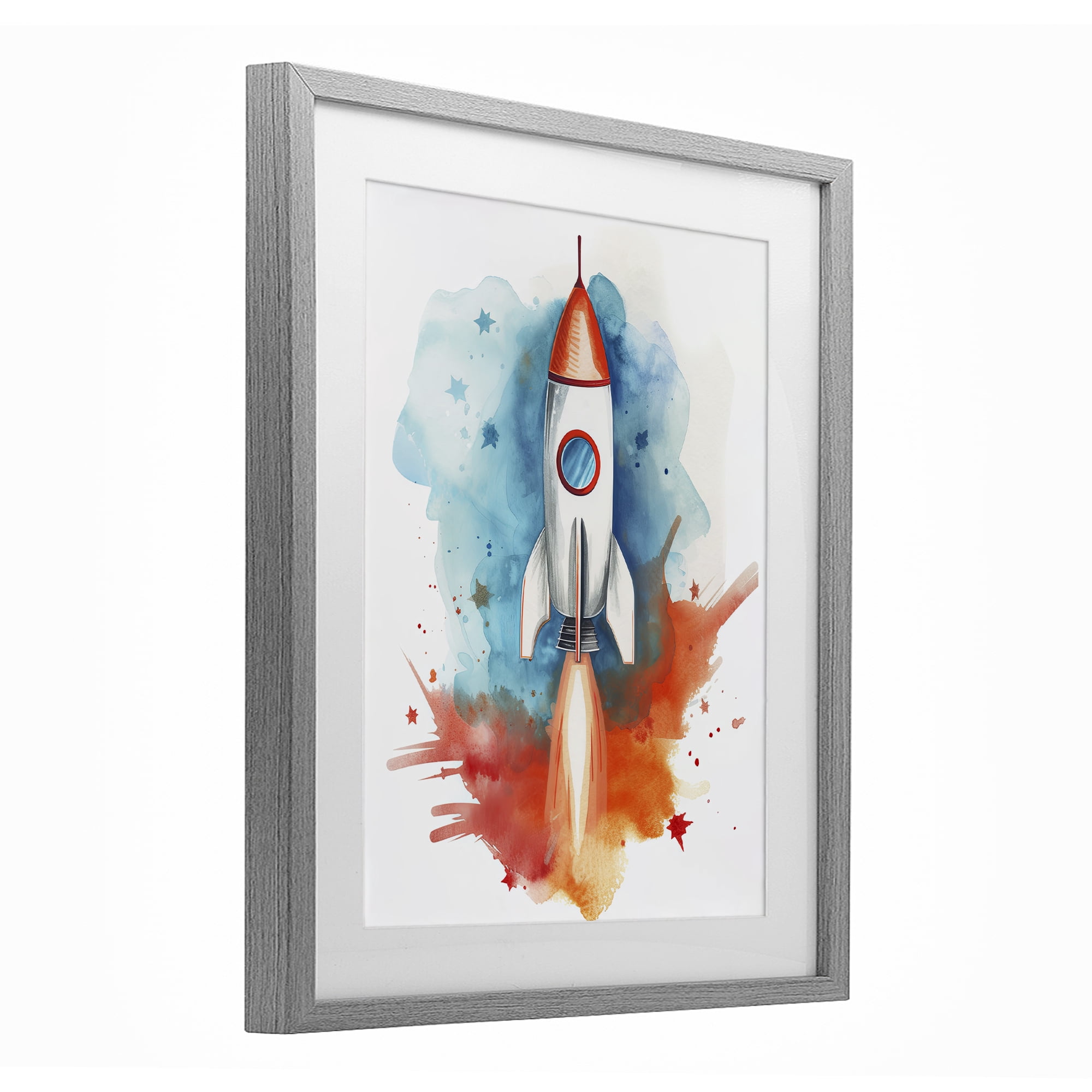 Stupell Industries Rocket Launch Adventure Gray Framed Print Under Glass, design by Ray Powers