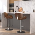 thumbnail image 3 of WyndenHall  Avondale Mid Century Modern Bentwood Adjustable Swivel Bar Stool - 20.9 W x 20.5 D x 45.3 H Deep Tan N/A,Walnut Finish Chrome,Faux Leather, 3 of 5
