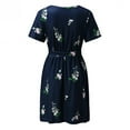 thumbnail image 5 of Vestido holgado con estampado floral de manga corta con cuello redondo casual para mujer con bolsillo Pompotops  ghjkhdj10975, 5 of 5