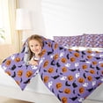 thumbnail image 3 of Feelyou Cartoon Halloween Pumpkin Full Size Comforter Sets, Cute Ghost Bedding Comforter Set, Purple Orange, Halloween Reversible, 3 Pieces, 1 Comforter and 2 Pillowcases, 3 of 7