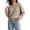 Khaki, variant on CHGBMOK Cropped Knit Sweater for Women Crew Neck Long Sleeve Drop Shoulder Pullover Relaxed Fit Casual Tops