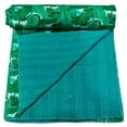 thumbnail image 4 of ColorFull House Indian Cotton Kantha Quilt, Green Tropical Leaf Pattern Design Kantha Gudri,Bedspread,Bedsheet,Throw Blanket Size ( Single 60" x 90" ), 4 of 5