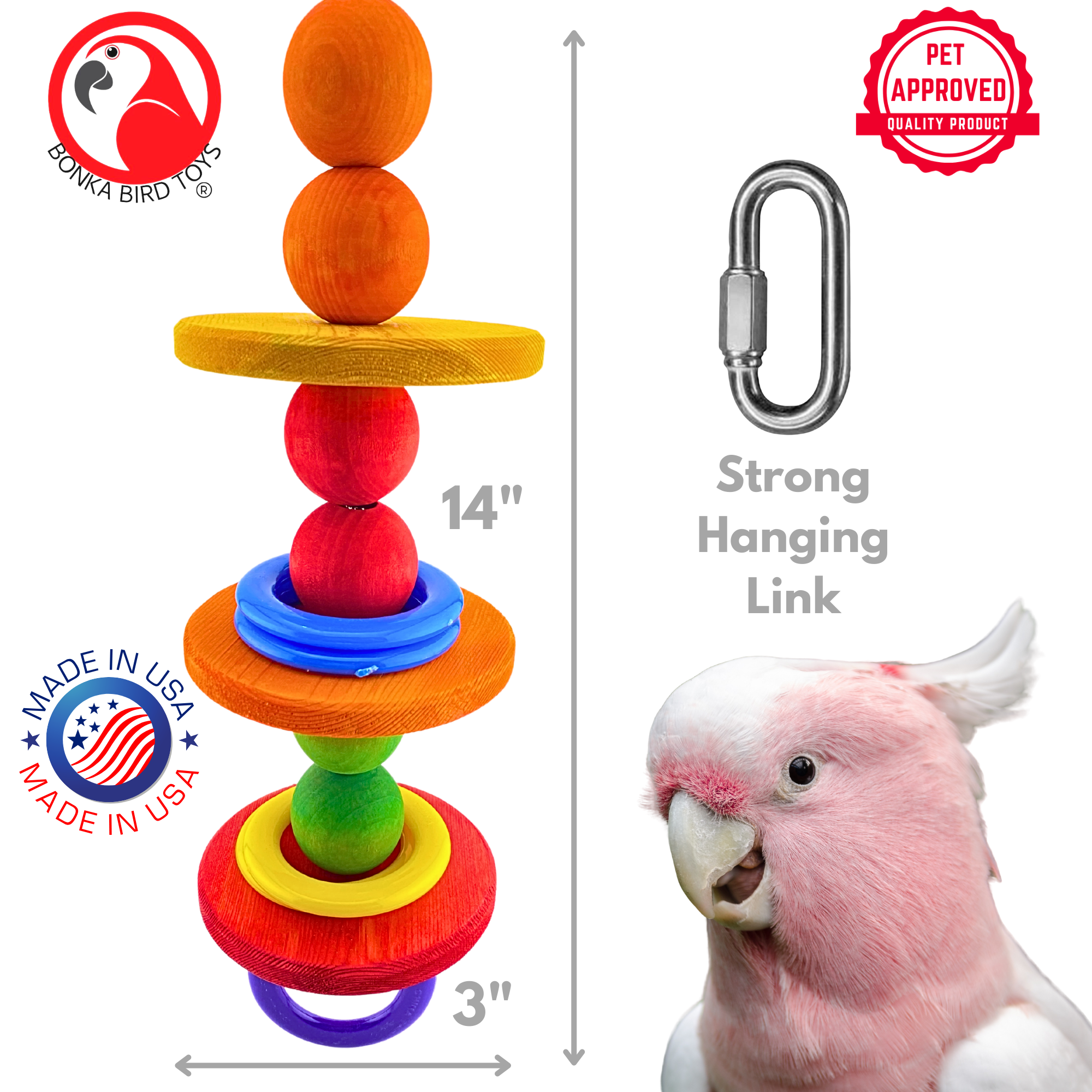 Bonka Bird Toys 3878 Disco Ball Medium Wood Plastic Puzzle Parrot Cage Toy Pet