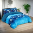 thumbnail image 4 of King Comforter Set 3-Piece - Luxurious Floral Butterfly Print in Vibrant Blue - Soft, Hypoallergenic Fabric with Deep Fitted Sheets, 4 of 4