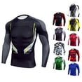 thumbnail image 3 of Camisas de compresión de manga larga para hombre, cuello redondo, estampado raglán, elástico, secado Abanopi Camisetas deportivas, 3 of 7
