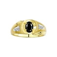thumbnail image 1 of RYLOS Men's Rings Yellow Gold Plated Silver Rings Classic Designer Style 8X6MM Oval Gemstone & Diamond Ring Onyx October Birthstone Rings For Men Size 9, 1 of 7