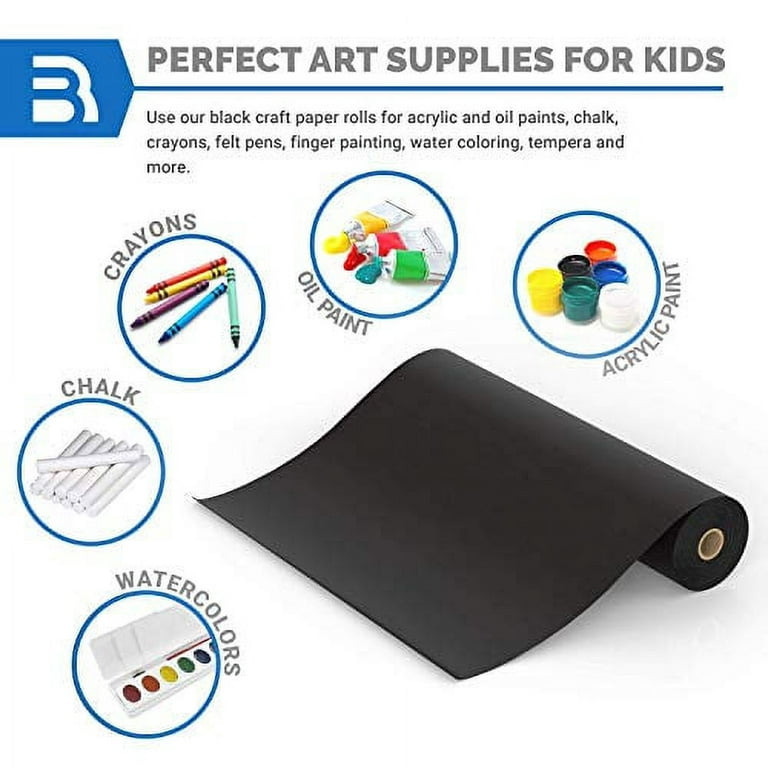 Large Black Drawing Paper Roll (23x50.25, 200gsm) - Premium Art Paper for  Drawing and Painting - Great for Classrooms and Creative Projects