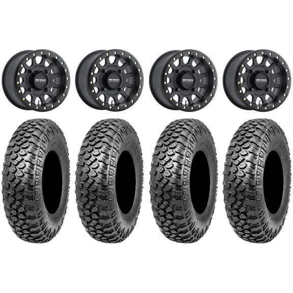Method 401 Bdlk 15" Wheels Bk 4 3 32" RAZR XT Tires Can-Am Commander Maverick Renegade Outlander Defender