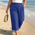 thumbnail image 4 of hotojiny Plus Size Capri Pants for Women Breathable Wide Leg Loose Casual Capris Summer High Waisted Cropped Trousers, 4 of 7