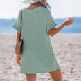 thumbnail image 5 of Delconic Fashionable Women's V-neck Pocket Casual Color Knitted Swimsuit Cover Green XL, 5 of 6