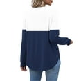 thumbnail image 4 of asjyhkr Womens Blouses Long Sleeve Button Lapel Pullover Color Block Fashion Breathable Casual Vacation Gym Workout Tops with Pocket, 4 of 7