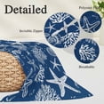 thumbnail image 4 of Marine Life Throw Pillow Covers Starfish Coral Shell Gradient Navy Blue Ocean Decorative Lumbar Pillow Cover Rectangle Cushion Case for Sofa Couch Bed Living Room Bedroom 20 X 26 Inches, 4 of 9