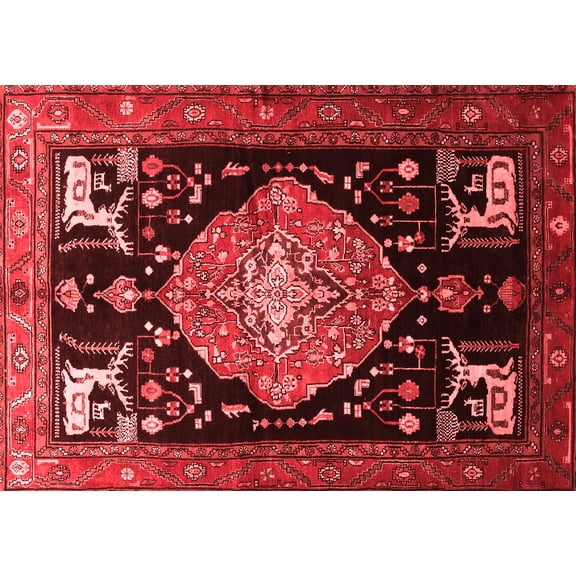 Ahgly Company Indoor Rectangle Animal Red Traditional Area Rugs, 2' x 4'