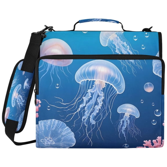 ALAZA Zipper Binder Jellyfish Pattern 2 inch 3 Ring 500 Sheet Capacity Trapper Keeper File Folder Organizer Bag