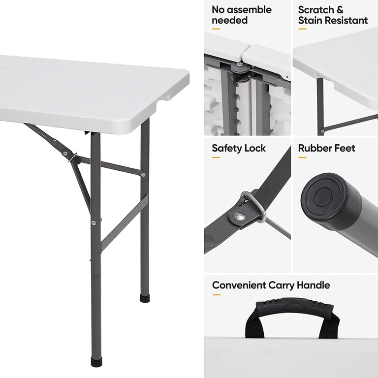 COSCO 4 ft. Straight Folding Utility Table, White, Indoor & Outdoor