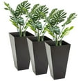 thumbnail image 2 of Canddidliike 28 Ft Tall Plastic Planters Set of 3, Flower Pot, Anti-crack, Fade-resistant, Square Shape with A Matte Surface, Brown, 2 of 12