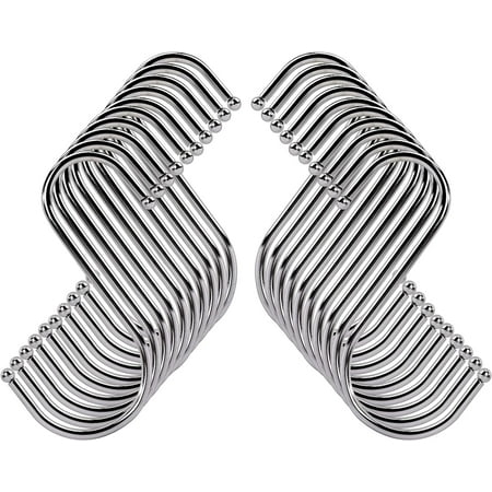 

Stainless Steel Metal S Shaped Hooks 10cm Heavy-Duty S Hanging Hooks with Ball Ends for Clothes Ties Scarfs Towels Plants Kitchen Spoon Pan Pot 20 Pcs (Silver)