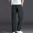 thumbnail image 6 of Men's Lightweight Casual Pants Elastic Waist Pull On Work Solid Color Casual Button Pockets Long Pants Black, 6 of 9