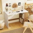 thumbnail image 4 of Gymax Computer Desk 44'' Home Office Desk w/ 2-Tier Bookshelf Study Writing Desk White & Natural, 4 of 10