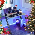 thumbnail image 6 of CL.HPAHKL 39 inch Small Gaming Desk, Z Shaped PC Computer Desk Gaming Workstation with Headphone Hook, Ergonomic Gaming Table PC Desk for Game Players, Blue, 6 of 9