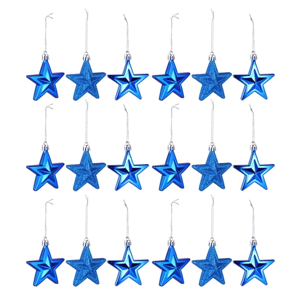 18 piezas elegantes estrellas de cinco puntas árbol de Navidad decoración de estrellas decoraciones colgantes de Navidad
