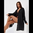 thumbnail image 4 of Cárdigan de Color Liso para Mujer, para Playa, Vacaciones, Informal, para Bikini, Traje de Baño, Protección Solar Negro un Tamaño, 4 of 8