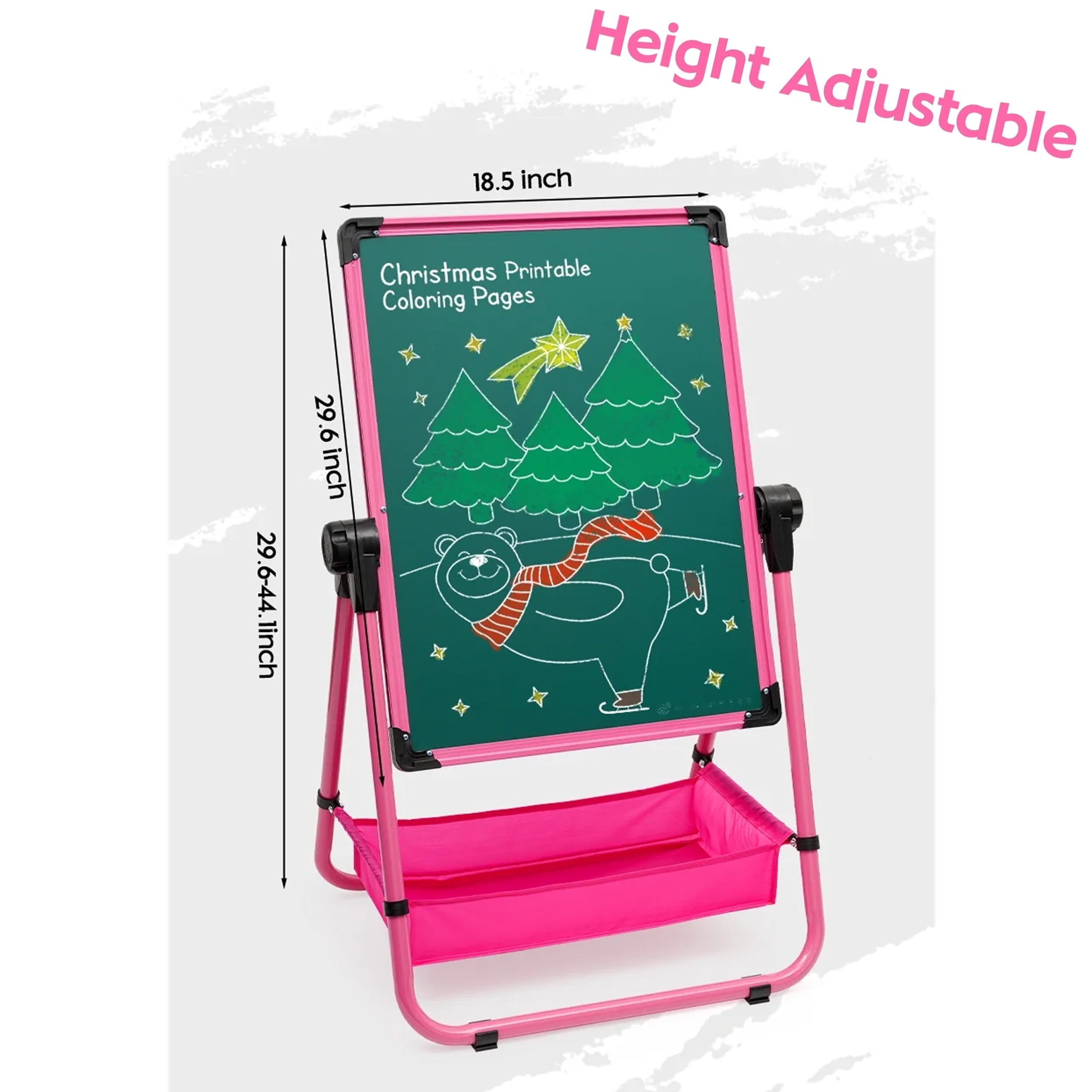 Ealing Kids Easel Adjustable Standing Metal Whiteboard & Chalkboard,Magnetic Art Easel for Age 3-8