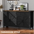 thumbnail image 2 of Winkalon 63'' Kitchen Sideboard Buffet Cabinet, 4-Doors 3-Drawers Farmhouse Storage Cabinet with Adjustable Shelves,Black, 2 of 6