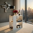 thumbnail image 3 of Demi Bonn Side Table, Rectangular Nightstand, 2-Tier Side End Table with Storage Shelves, for Living Room, Bedroom, White, 3 of 8