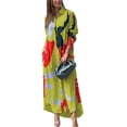 thumbnail image 1 of Pudcoco Robe Longue Femme Mode Imprimé Col Rabattu Boutonnée Manches Longues Automne Décontractée Chemises Amples, 1 of 6