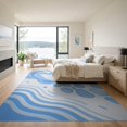 thumbnail image 3 of ODIKA 9'x12' Sky Blue Oasis Swirl Contemporary Bath Washable Area Rug Flowing Abstract Waves With Droplet Motifs Modern Geometric for Dining Room, Basement, Large Office, Non-Slip Chair-Friendly, 3 of 7