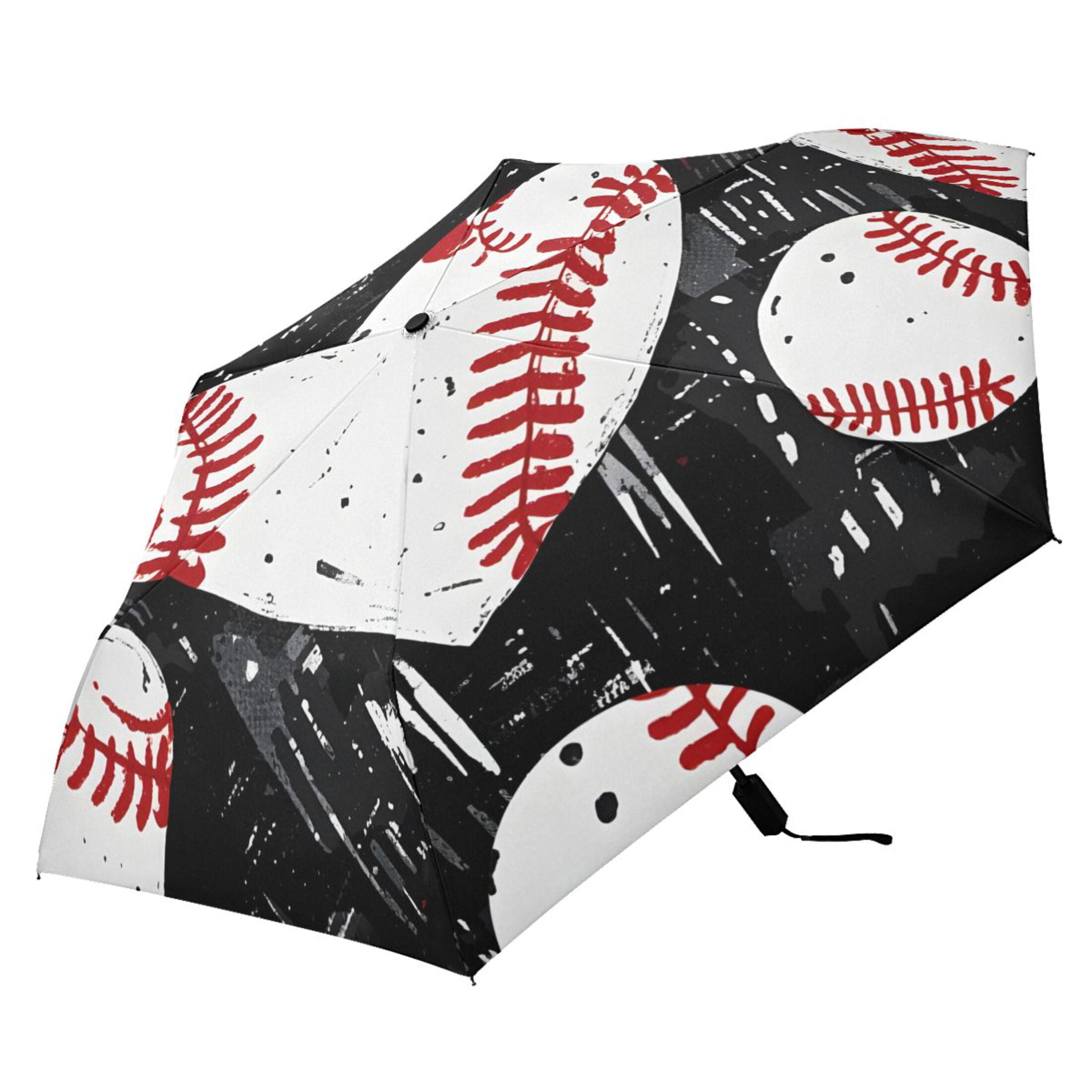 ALAZA Baseball Hearts UPF 50+ Compact Folding Umbrella for Rain Travel Umbrella Packable