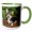 Green/White, variant on 3drose, Six Month Old Corgi Puppy Posing in Front of Western Swordfern. Pr, 11oz Mug