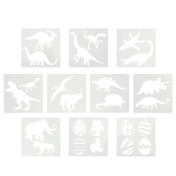 EeaseMX 10 plantillas de pintura artística, plantilla de pintura de dinosaurios, plantilla de dibujo reutilizable