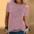 thumbnail image 2 of WEAIXIMIUNG T-Shirt à Manches Courtes Imprimé Chats Printemps Été pour Femmes Saint-Valentin Col Rond, 2 of 5