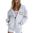 thumbnail image 2 of YVNAURA Cute Halloween Print Zip Up Sweatshirt for Women Long Sleeve Oversized Hoodie with Pockets Full Zip Front Pullover Casual Fall Spooky Season Top 1 Pack, Light Ashy,M, 2 of 5