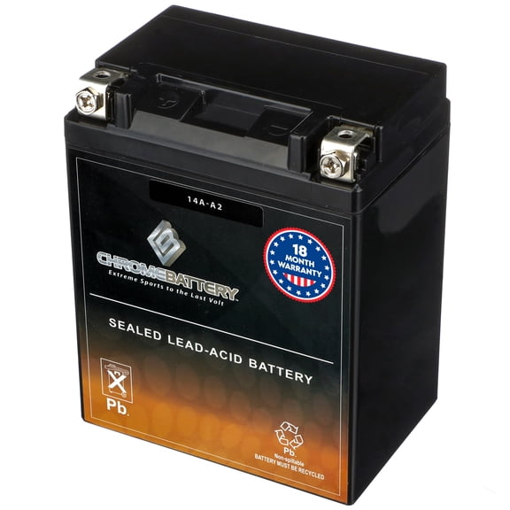 Chrome Battery YB14A-A2 (14A-A2 12 Volt,14 Ah, 190 CCA) High Performance Power Sports Battery