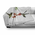 thumbnail image 2 of Hummingbirds Soft Flannel Fleece Throw Blanket, 2 Hummingbirds Sipping Nectar from a Trumpet Vine Blossoms Summertime, Cozy Plush for Indoor and Outdoor Use, 50" x 70", Red Black Green, by Ambesonne, 2 of 5