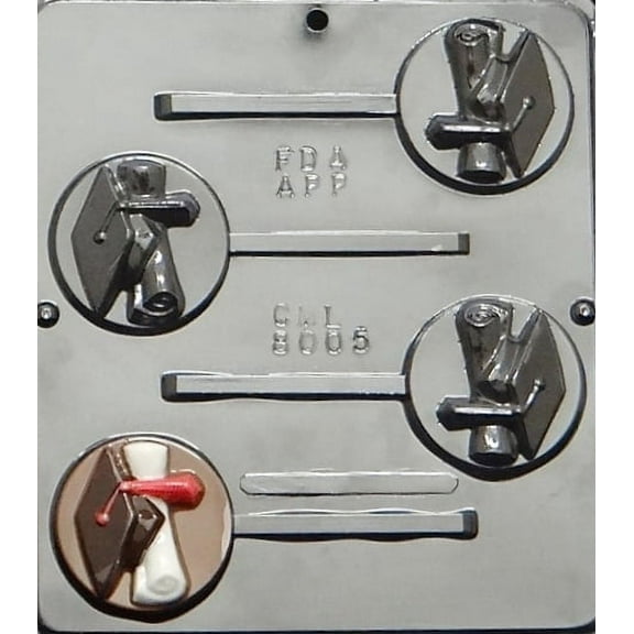 8005 Graduation Mortarboard & Scroll Lollipop Chocolate Candy Mold