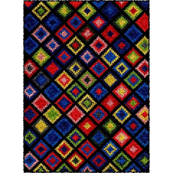 Latch Hook Kits for Adults, Artistic Grid | Handicraft Cushion Crocheting Hook Set Home Decoration 50×38cm/20*15in