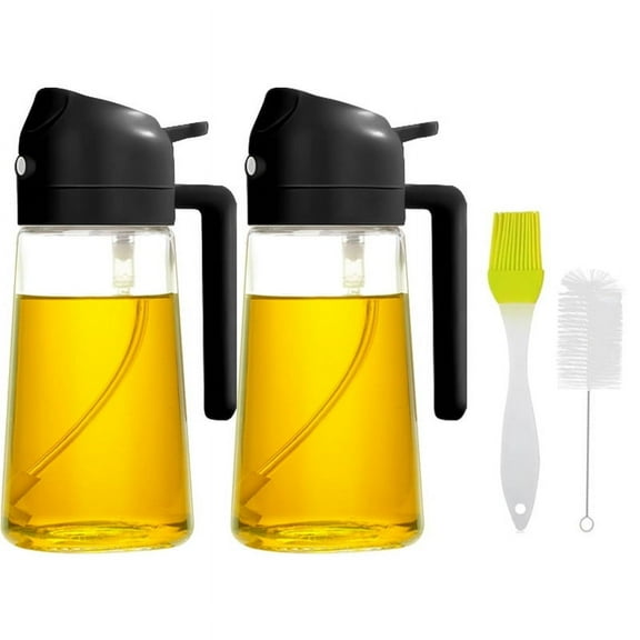 Oil Dispenser for Kitchen,2 in 1 oil Spray Bottle and Olive Oil Dispenser, Oil Sprayer for Cooking Air Fryer 500ML/17OZ for Cooking,Kitchen,BBQ,Air Fryer,Salad,Baking(White)