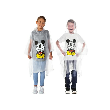 Kids Unisex Mickey Mouse Waterproof Rain Ponchos 2-PACK Front (Best Kids Rain Gear)