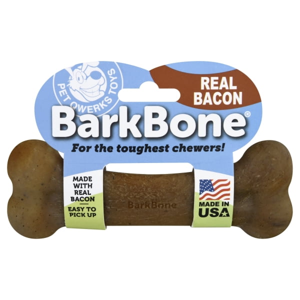 Pet Qwerks BarkBone Dog Bone Chew Toy, Bacon Flavor, ExtraLarge