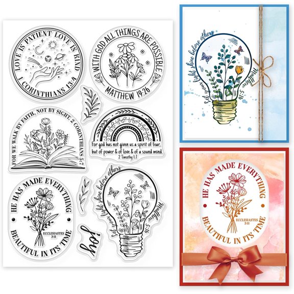 Bible Frame Clear Stamps for DIY Scrapbooking Bible Text Border Silicone Stamp Seals Transparent Stamps for Cards Making Photo Album Journal Home Decoration for diy