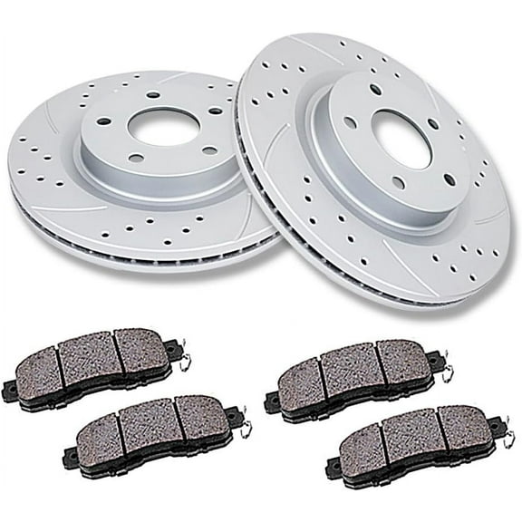 Front Brake Kit Drilled and Slotted Brake Rotors Ceramic Brake Pads Brake Kit Replacement for Nissan Altima 2013 2014 2015 2016 2017 2018 2019 2020 2021 2022 2023