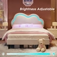 thumbnail image 6 of Merluxy Queen Bed Frame with LED Light,Adjustable Cloud Headboard,No Box Spring Needed,Cream, 6 of 9